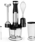 Powerful 1200W Immersion Hand Blender With 5 In 1 Attachments Including Whisk Chopper Milk Frother Mixing Cup And Storage Rack