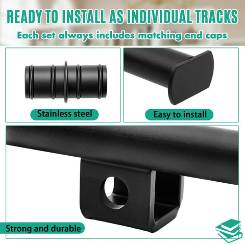4 Ft Steel Extension Track For Library Ladder Hook Rolling Kit With Dead Smooth Glide Action Built Damn Tough For Customizing Your Whole House Storage Layout, showcasing stainless steel fittings and easy install end caps.