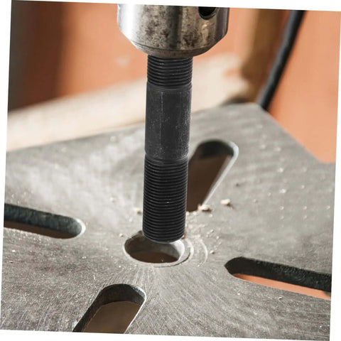 Hydraulic Punch Driver Kit Pro Grade Knockout Tool Set demonstrating hole punching in metal sheet