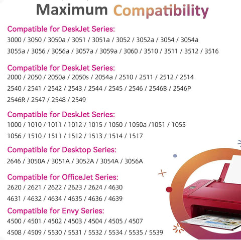 HP 61 Ink Cartridges Combo Pack Black And Tri Color For Envy 4500 4502 DeskJet 2512 1512 2542 2544 2540 3000 3052a OfficeJet 4630 Printers High Yield For Crisp, Vivid Prints And Easy Replacement compatibility chart for printers