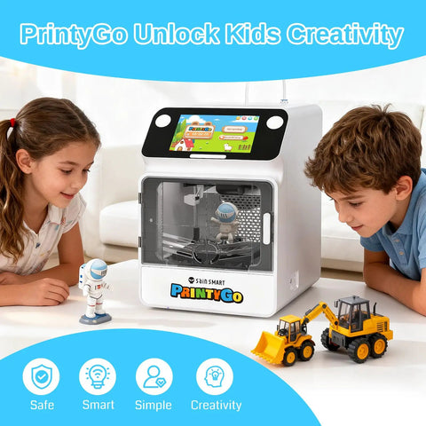 Next Level Mini 3D Printer For Kids With Auto Leveling And Hella Safe Kid Friendly Frame Plus Five Inch Touch Screen and creative toys.