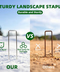 Heavy Duty 6 Inch Galvanized Landscape Staples For Barrier Fabric And Tent Anchors, 11 Gauge Garden Stakes comparison