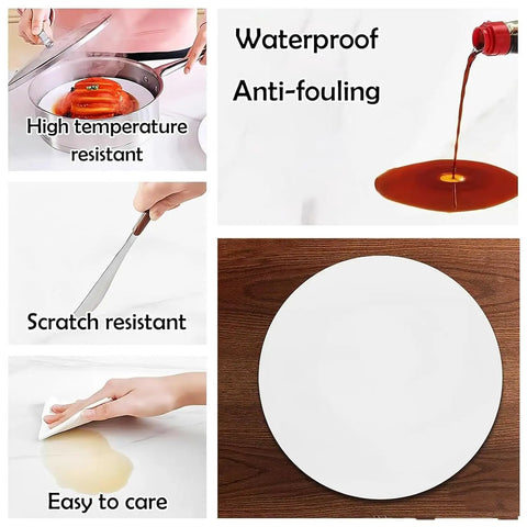 Slick Round Lazy Susan Turntable For Dining Tables With Smooth 360 Degree Rotation And Hella Sturdy Load Bearing Marble Texture Surface Easy To Clean Kitchen Serving Spinner 40 Inch Multi Color showcasing waterproof and scratch-resistant features.