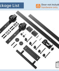 EaseLife 6.7 Foot Sliding Barn Door Hardware Track Kit and Handle in black with industrial components, top view of accessories.