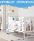 White crib on 2 Inch Caster Wheels 4 Pack With 2 Brakes And 2 Swivel Casters For Furniture Office Chairs Carts And Cabinets 55 lb Capacity Per Caster Thermoplastic Rubber Wheels Brown 50 Mm Diameter 2.5 Inch Installation Height 0.6 Inch U Bracket Opening in a nursery