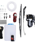 Badass 165 Degree UTV Windshield Wiper Kit With Reinforced Metal Arm And Tough Rubber Blade components set including wiper motor and blades.