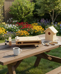 Solid Beech Wood Workbench Vise Clamp For Carpenters And Joinery Pros With Smooth Adjustable Handle on picnic table outdoors.