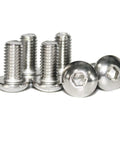 Premium M4 Socket Cap Bolts Button Head, Heavy Duty A2 Stainless Steel 18 8 Build, 8mm Under Head Length, Corrosion Proof Metric Fasteners, 100 Piece Set, close-up of screws showing button head and hex tool slots.