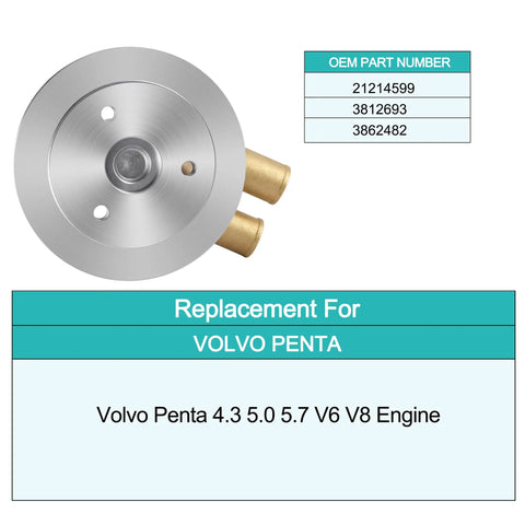Raw Water Pump And Serpentine Belt Pulley For Boat Motors featuring tough NSK bearings, stainless hardware, and OEM part for Volvo Penta.