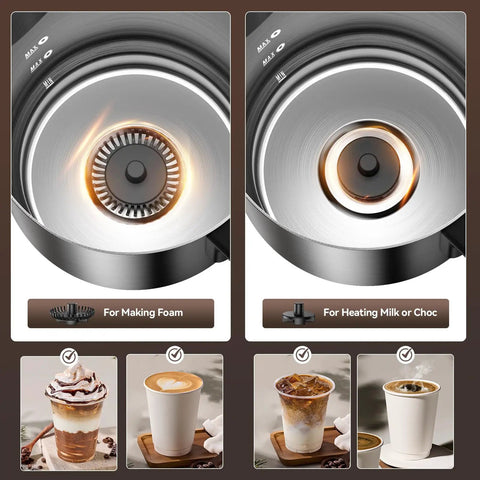 Barista Quality Home Milk Frother And Warmer With Heating Function Four In One Hot And Cold Foam Maker 24 Oz Detachable Stainless Steel Jug