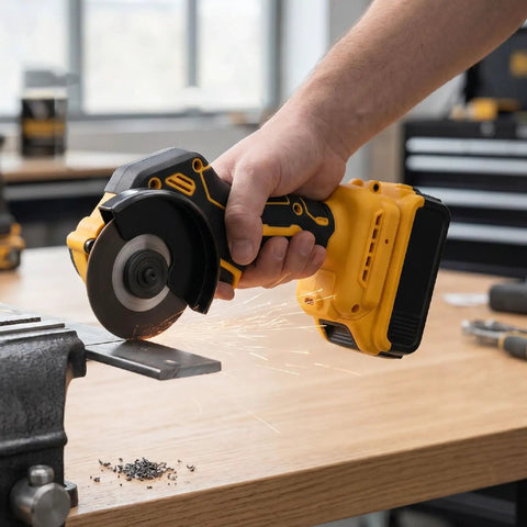 Heavy Duty Cordless Angle Grinder Kit Pumping Out Hella Smooth Cuts And Beast Mode Brushless Power For Wood Metal Tile Cutting grinding.
