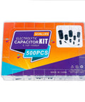Top Shelf Aluminum Electrolytic Capacitor Assortment Kit 0.1Uf To 1000Uf Featuring 10V 16V 25V 50V Options solid kit with 500 pieces.