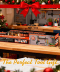 64 Inch Adjustable Wall Mount Tool Organizer Rack For Garage And Shed, packaged in a gift box on a workshop table.