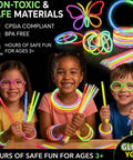 Children enjoying 100 Count Glow Sticks Bulk Party Pack With 8 Inch Glow Bracelets And Connectors Assorted Colors For Halloween Parties Kids