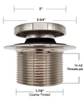 Solid Build Tip Toe Bathtub Drain Plug Trim Set With Two Hole Overflow Faceplate Oil Rubbed Bronze Finish 50 Pack showing dimensions and fine details.