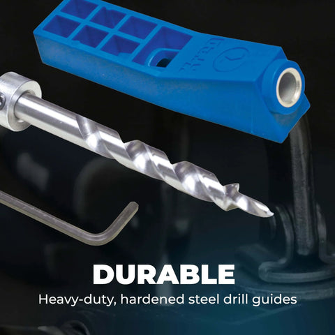 Compact Pocket Hole Jig Kit For Small Projects And Tight Spaces featuring steel enforced drill guides and drill bit