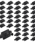 Kickass Hidden Deck Fastener Clips 50 Pack For Composite And Pressure Treated Wood Includes Rust Proof Screws arranged in neat rows on a white background.