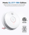 No Sweat Setup Photoelectric Smoke Detector And Hardwired Fire Alarm With Interconnected Wiring And 9V Backup Keeping Your Pad Secure All Night Long featuring UL-217-10th Edition standard with test button.