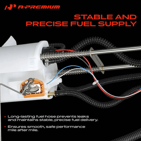 Built Tough Electric Fuel Pump Module Assembly Featuring Triple Port Layout And Slick Turbine Engineering for Ford with detailed tubing.