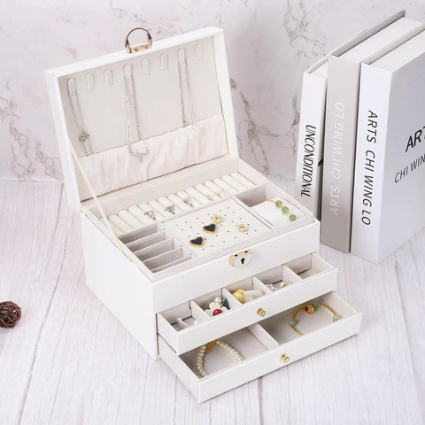 Slick 50 Pack Mini Round Knobs In Sweet Black Zinc Alloy, Hella Sturdy 7mm Drawer Pulls And Cabinet Hardware For Dressers, Closets, And Jewelry Boxes Offering A Rad Makeover Deal with jewelry box and organized jewelry displayed.
