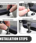Installation steps for 4 Piece Car Door Latch Catch Kit With Solid Alloy Interior Door Lock Knob Pull Pins, silver finish.