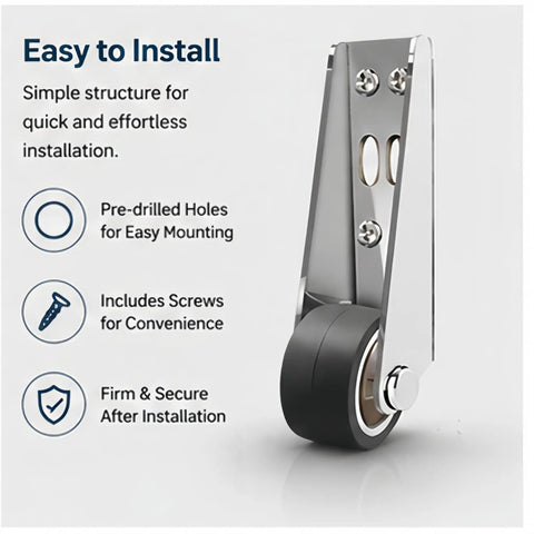 Heavy Duty Vertical Track Roller Wheel Pair Built Tough For Heavy Sliding Doors With Anti Sag Load Bearing Design side view of roller with mounting features