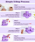 Instructions for Lavender Purple Button Maker Machine With 30 Complete Pin Press Parts And Totally Rad DIY Badge Crafting Kit process steps.