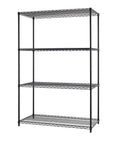 Heavy Duty Real Deal Adjustable Wire Shelving Rack With Seriously Tough 3200 Lb Capacity For Kitchen Garage And Laundry Setup Built Like A Tank Nsf Certified Black 48x24x72in, showing four tier shelf design.