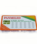 30 Values CBB22 Metallized Polypropylene Film Capacitor Kit With Radial Leads in transparent case showing variety and specifications.