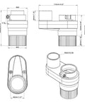 Technical drawing of Dust Shoe For 42mm Spindle CNC Router Fits Masuter Pro And Mastuer 4040, transparent ABS build.