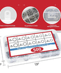 External And Internal Serrated Lock Washer Set M3 M4 M5 M6 M8 2000 1000 Pcs Assortment in clear storage box