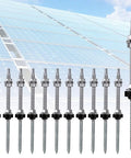 Heavy Duty Stainless Steel Hanger Bolts M10 X 200mm Featuring Tough As Nails Epdm Weather Seals Plus Preassembled Hex Locking Nuts For Solar Panel Roof Mounting Setup, displayed with solar panels in background.
