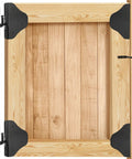 Fence Gate Kit With Gate Latch And Beefy Hinges 90 Degree Right Angle Brackets Anti Sag Gate Hardware in use on wooden gate
