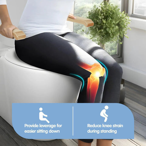 Rock Solid Heavy Duty Foldable Toilet Safety Rails For Seniors With Comfort Grip Armrests, helping with standing support.