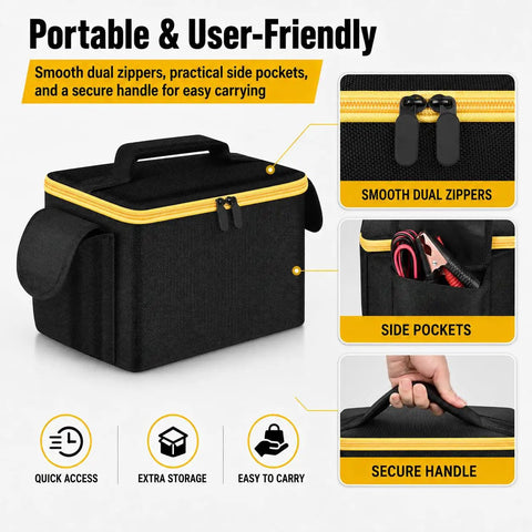 Rock Solid Protective Case For Automotive Smoke Leak Detector Fits Solary SD301 Autool S0T103 Csttler Xrd301 user-friendly black organizer with zippers and side pockets.