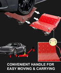 Heavy Duty Tire Skates 4 Pack Wheel Dollies With Slick Swivel Ball Bearing Casters For Hassle Free Car Transport And Gear Moves 6000 Lb Capacity, with a convenient handle for easy moving.