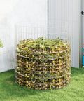 Rugged Galvanized Steel Cylindrical Compost Tumbler For Yard Waste And Kitchen Scraps 39.4 Inch Heavy Duty Outdoor Bin