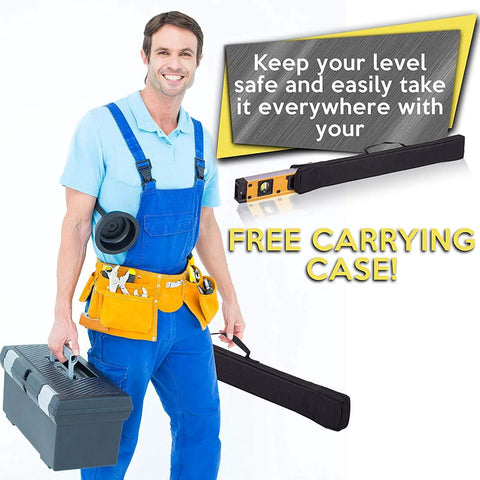Worker holding 24 Inch Digital Level With Slope Readings For Degrees And Percent Electronic Level Tool With Pro Grade Precision IP54 Dustproof Waterproof