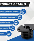 Front view of Briwooody 50-pack 3/4-inch thru stud isolation clamps, black plastic pipe supports.