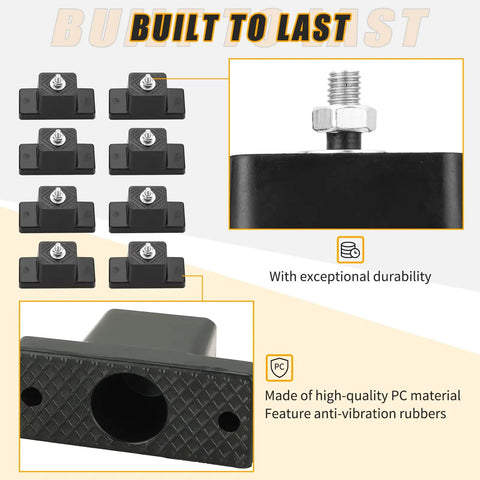 Top Shelf Eight Pack Rubber Vibration Isolator Mounting Bracket anti-vibration pads featuring durable PC material and steel studs.