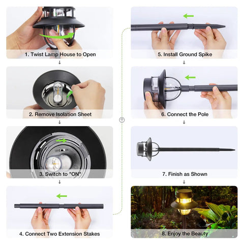 Assembly instructions for Solar Pathway Lights Outdoor 6 Pack Dope Bright White LED Landscape Lights For Garden And Walkways IP67 Waterproof