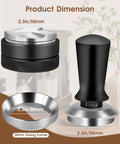 Smooth Operator 58Mm Espresso Setup Comes With Pro Grade Stainless Steel Tamper and Ground Leveler dimensions shown.