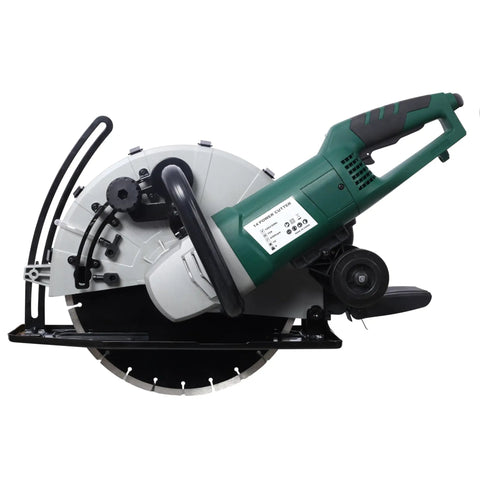 Tough As Nails 14 Inch Wet Or Dry Corded Concrete Saw With 2600 Watt Motor And Steel Frame, side angle view.