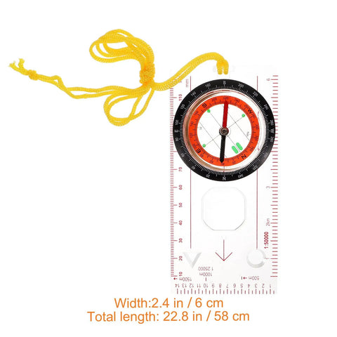 Go To Essential Multifunction Outdoor Compass Ruler With Map Scale For Hiking Camping Survival And Orienteering Lightweight Portable Navigation Tool For Travel Adventure And Daily Use, with yellow lanyard
