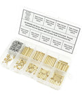 Top Shelf Brass M2 Knurled Standoff And Threaded Spacer Assortment Kit With Sweet Steel Hex Nuts Screws Clips For Pcb Motherboard Electronics Projects And Home Repairs, 405pcs in organized tray.