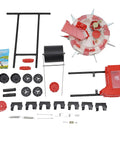 Parts and assembly of Precise Hand Push Garden Seeder With Seven Nozzles Durable Iron And Plastic Build Includes 8.27L Storage Box