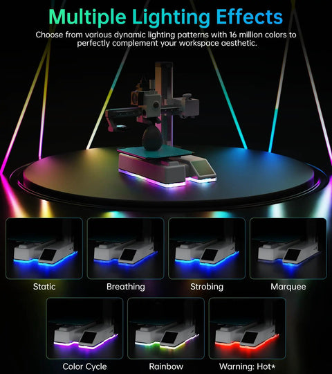 Heavy Duty Led Status Display For Bambu Lab A1 Mini 3D Printer showcasing various dynamic lighting effects and colors.