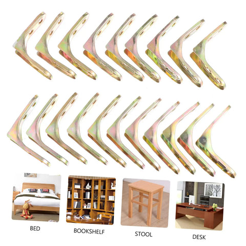 Heavy Duty Corner Braces 20 Piece Set Thickened Steel Right Angle Brackets Featuring Concealed Mounting Holes for furniture assembly.