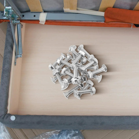 Carriage Bolt Kit Zinc Plated 20 Sets With Nuts And Washers on wooden surface, ideal for truck bed mounting and industrial use.
