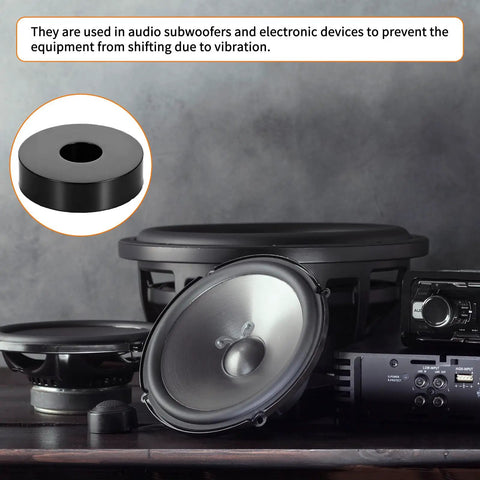 Heavy Duty Rubber Isolation Mounts And Anti Vibration Pads Built Mean To Crush Appliance Rattle With Grippy Wear Base And Quick No Tools Setup For Steady Everyday Machinery under audio subwoofers.